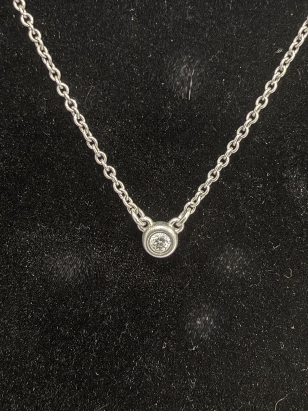 Authentic Tiffany & Co. Elsa Peretti Diamond by the Yard Solitaire Necklace